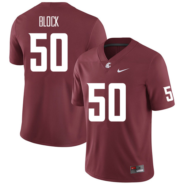 Men #50 Karson Block Washington State Cougars College Football Jerseys Sale-Crimson